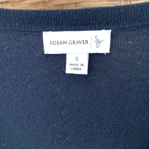 Susan Graver small button up V-neck Cardigan w/tons of sequins large & small. - Picture 4 of 8